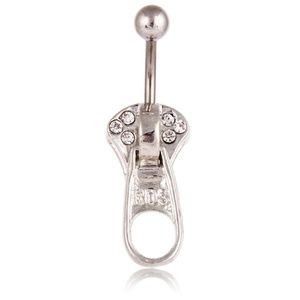 ⤵️$16 NWT Zipper Rhinestone Belly Navel Belly Ring